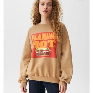 Pull&Bear Rare Burger King Flaming Hot Sweatshirt